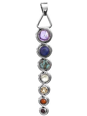 Kundalini Seven Chakra Gemstone Pendant (Amethyst, Lapis Lazuli, Turquoise, Prehnite, Citrine, Carnelian and Garnet)