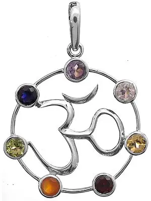 OM (AUM) Pendant with Faceted Gems