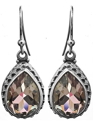 Faceted Green Amethyst Earrings