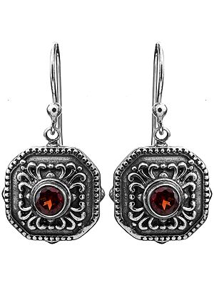 Sterling Earrings with Faceted Garnet