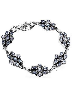 White CZ Floral Bracelet