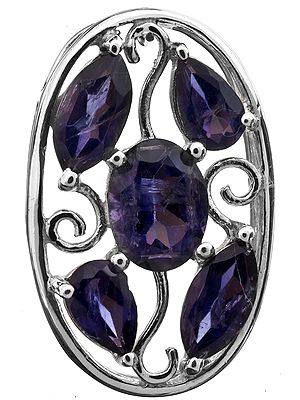 Sterling Pendant with Faceted Gems