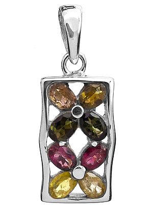 Faceted Green and Pink Tourmaline Pendant