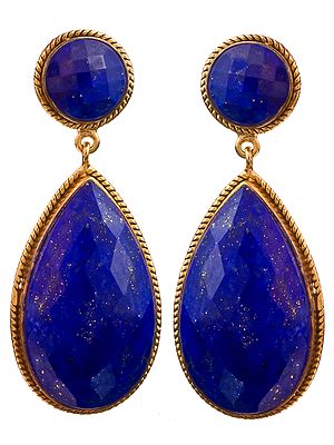 Faceted Lapis Lazuli Gold Plated Earrings