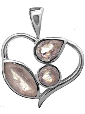 Sterling Valentine Pendant with Faceted Gems