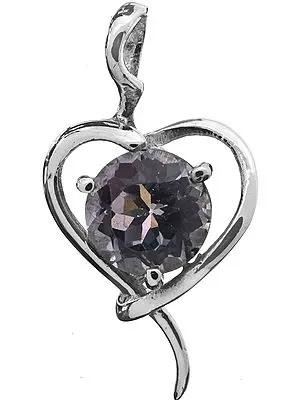 Sterling Heart-Shape Pendant with Faceted Gems