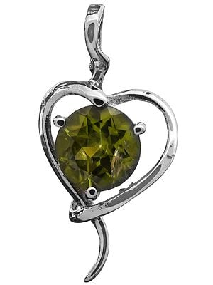 Sterling Silver Heart-Shape Pendant with Faceted Gems