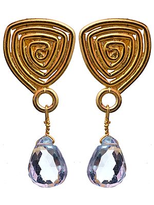 Blue Topaz Gold Plated Post Earrings