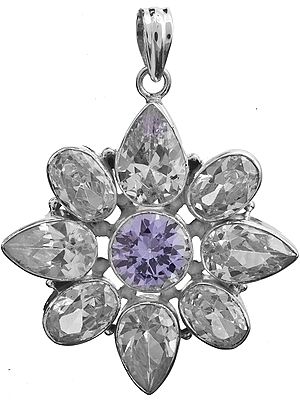 White CZ Sunflower Pendant