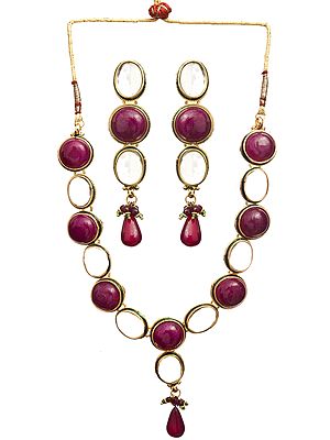 Faux Ruby Set with Kundan