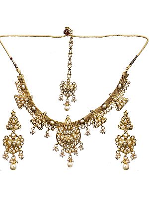 Faux Pearl Necklace Set with Mang Tika