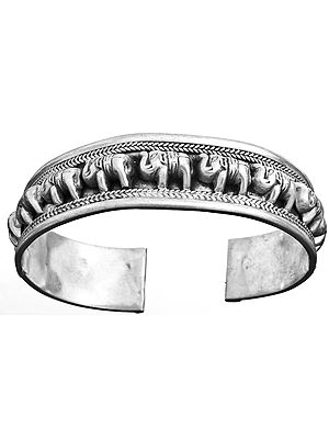 Sterling Elephant Procession Cuff Bracelet