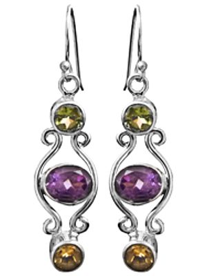 Sterling Earrings with Faceted Gems