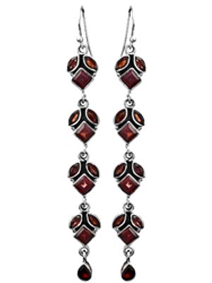 Sterling Earrings with Faceted Gems