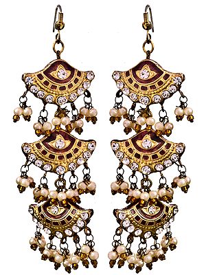 Meenakari Earrings with Faux Pearl