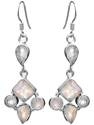 Faceted Rainbow Moonstone Earrings