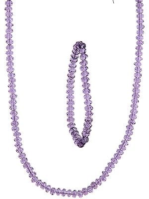 Purple Necklace and Stretch Bracelet Set