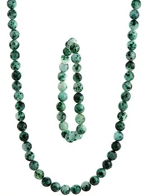 Green Necklace and Stretch Bracelet Set
