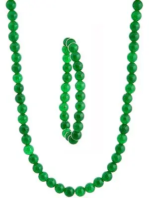 Green Necklace with Stretch Bracelet Set