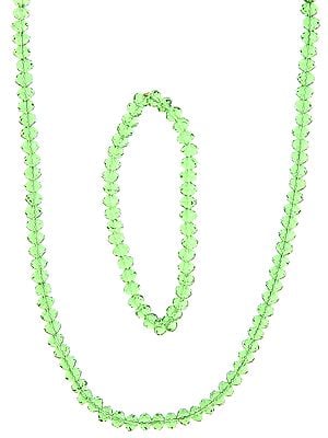 Faceted Green Necklace with Stretch Bracelet Set