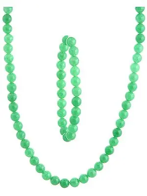Light Green Necklace with Stretch Bracelet Set