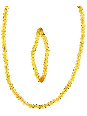 Bright Gold Necklace with Stretch Bracelet Set