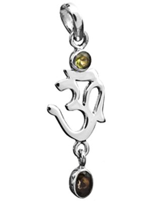 Sterling OM (AUM) Pendant with Faceted Gems