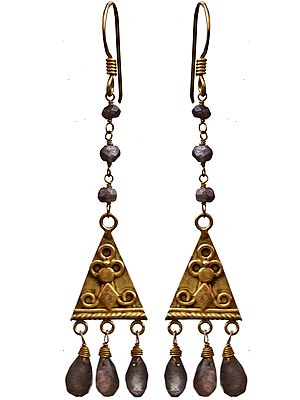 Faceted Labradorite Gold Plated Earrings