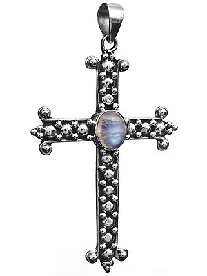 Rainbow Moonstone Cross Pendant