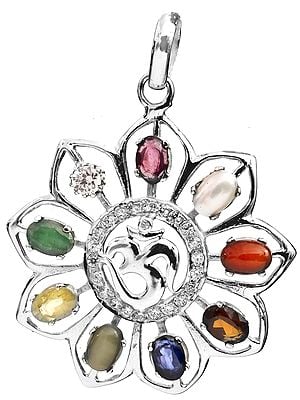 High Quality Navaratna Om (Aum) Pendant