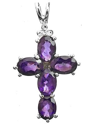 Faceted Amethyst Cross Pendant