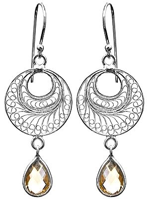 Sterling Filigree Earrings with Faceted Citrine