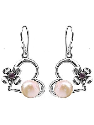 Pearl and Amethyst Valentine Earrings