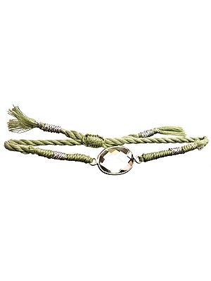 Faceted Green Amethyst Cord Bracelet