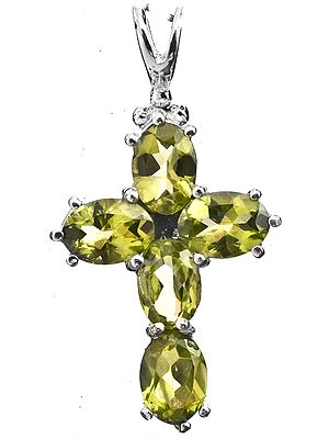 Faceted Peridot Cross Pendant