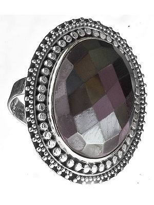 Faceted Hematite Oval Ring