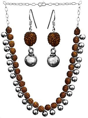 Rudraksha Necklace with Earrings Set