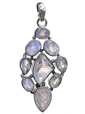 Faceted rainbow Moonstone Pendant