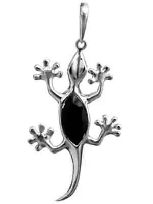 Sterling Lizard Pendant with Gems