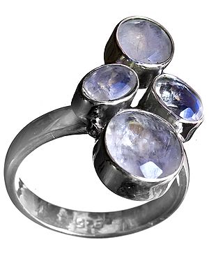 Faceted Rainbow Moonstone Ring