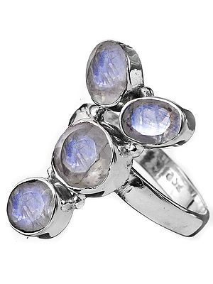 Faceted Rainbow MOonstone Ring
