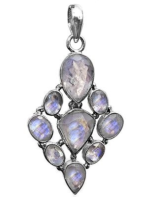 Faceted Rainbow Moonstone Pendant