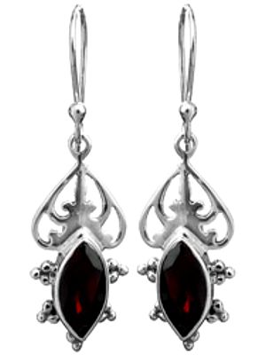 Sterling Marquis Earrings with Faceted Gems