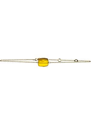 Faceted Yellow Chalcedony Gold Plated Bracelet