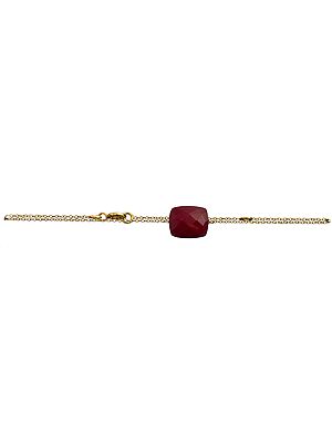 Faceted Red Ruby Gold Plated Bracelet