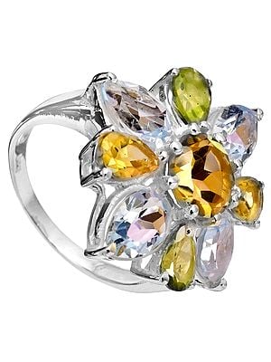 Faceted Gemstone Ring (BT, Citrine and Peridot)