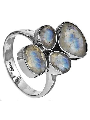 Faceted Rainbow Moonstone Ring