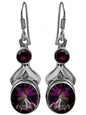 Mystic Topaz Earrings with Faceted Garnet