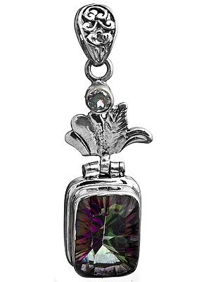 Faceted Blue Topaz With Mystic Topaz Pendant