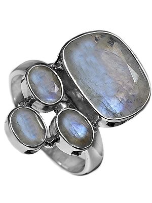 Faceted Rainbow Moonstone Ring